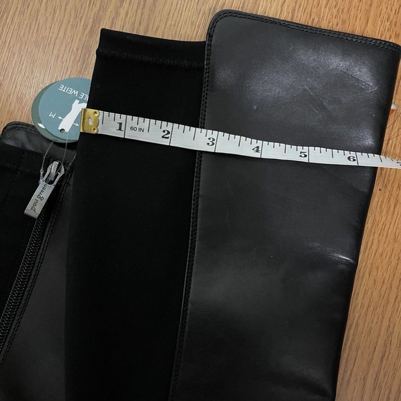 NEW! Paul Green knee high heeled black leather boots stretch back US 7.5- UK 5 - Picture 10 of 11